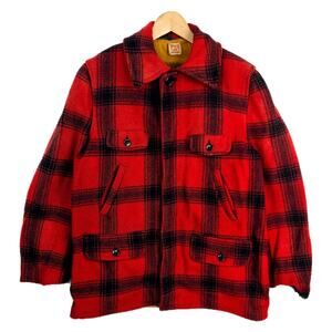 Vintage King-o-Wear Hunting Jacket Wool Mackinaw Red Buffalo Plaid Medium